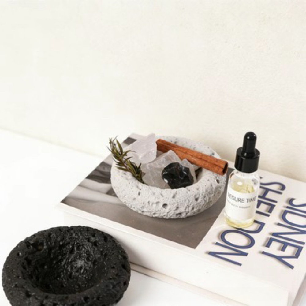 Home Fragrance Japan - Цементный подсвечник в форме метеорита, безогневой