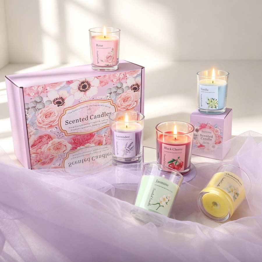 Home Fragrance Gift Set - Набор ароматических свечей для ароматерапии, 6